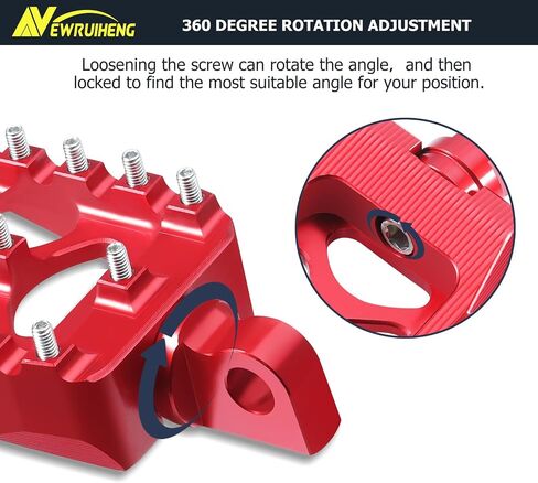 Motorcycle CNC Wide Foot Pegs 360° Rotating MX Fat Footpegs Pedals Rests Chopper Bobber Style Compatible with Harley Dyna Sportster Fatboy Iron 883 (Red) in Kuwait