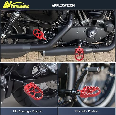 Motorcycle CNC Wide Foot Pegs 360° Rotating MX Fat Footpegs Pedals Rests Chopper Bobber Style Compatible with Harley Dyna Sportster Fatboy Iron 883 (Red) in Kuwait