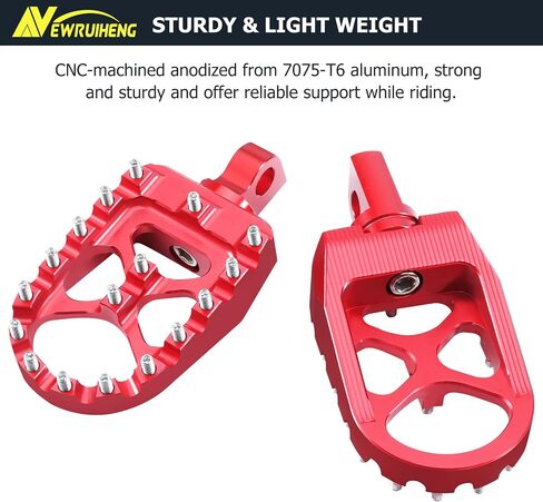Motorcycle CNC Wide Foot Pegs 360° Rotating MX Fat Footpegs Pedals Rests Chopper Bobber Style Compatible with Harley Dyna Sportster Fatboy Iron 883 (Red) in Kuwait