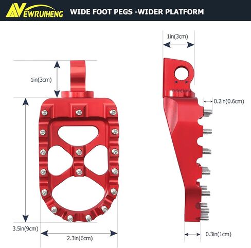 Motorcycle CNC Wide Foot Pegs 360° Rotating MX Fat Footpegs Pedals Rests Chopper Bobber Style Compatible with Harley Dyna Sportster Fatboy Iron 883 (Red) in Kuwait