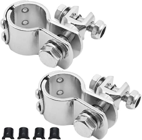 1.25" 32mm Motorcycle Footpegs Highway Crash Bar For Foot Peg Clamps Engine Guard Mounts Adapter Replacement for Honda Suzuki Kawasaki Yamaha Harley Davidson (Silver) in Saudi Arabia