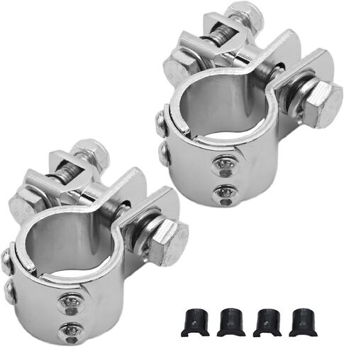 1.25" 32mm Motorcycle Footpegs Highway Crash Bar For Foot Peg Clamps Engine Guard Mounts Adapter Replacement for Honda Suzuki Kawasaki Yamaha Harley Davidson (Silver) in Saudi Arabia