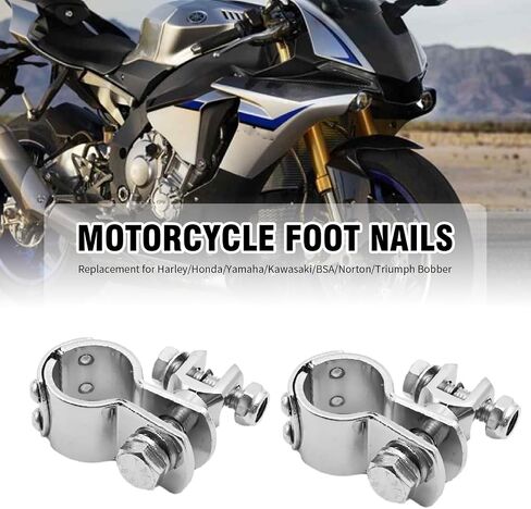 1.25" 32mm Motorcycle Footpegs Highway Crash Bar For Foot Peg Clamps Engine Guard Mounts Adapter Replacement for Honda Suzuki Kawasaki Yamaha Harley Davidson (Silver) in Saudi Arabia