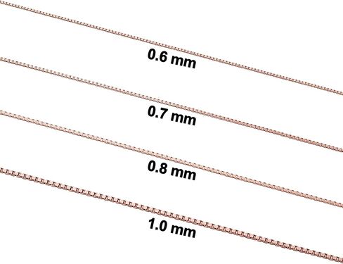 Kooljewelry 14k Solid Rose Gold Box Chain Necklace For Women - Real Gold (0.6mm, 0.7mm, 0.8mm or 1.0mm - sizes from 14 to 30 inches long) in Kuwait
