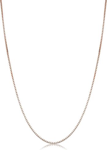Kooljewelry 14k Solid Rose Gold Box Chain Necklace For Women - Real Gold (0.6mm, 0.7mm, 0.8mm or 1.0mm - sizes from 14 to 30 inches long) in Kuwait
