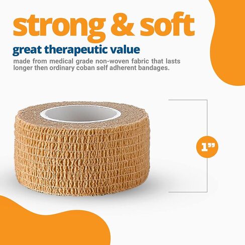 MEDca Self Adherent Cohesive Wrap Bandages 1 Inch X 5 Yards 24 Count with Strong Elastic First Aid Tape for Sprain Swelling and Soreness on Wrist and Ankle (Skin Color) in Saudi Arabia