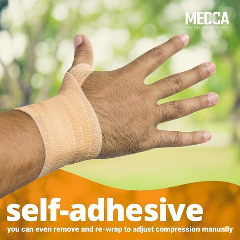 MEDca Self Adherent Cohesive Wrap Bandages 1 Inch X 5 Yards 24 Count with Strong Elastic First Aid Tape for Sprain Swelling and Soreness on Wrist and Ankle (Skin Color) in Saudi Arabia