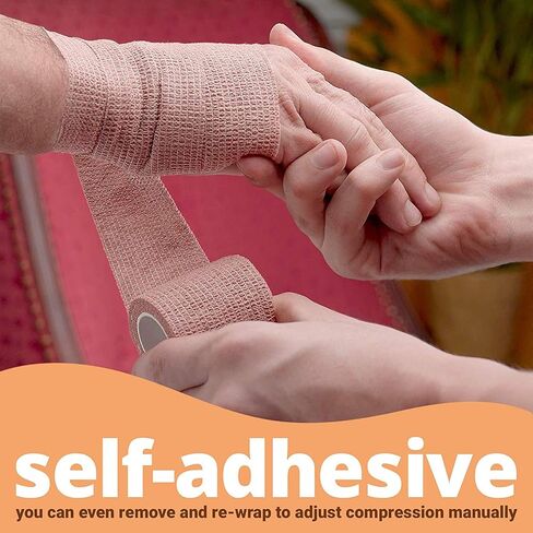 MEDca Self Adherent Cohesive Wrap Bandages 1 Inch X 5 Yards 24 Count with Strong Elastic First Aid Tape for Sprain Swelling and Soreness on Wrist and Ankle (Skin Color) in Saudi Arabia