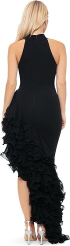 فستان نسائي من Betsy & Adam بدون أكمام ورقبة عالية وتفاصيل كشكش وحاشية غير متماثلة in Kuwait