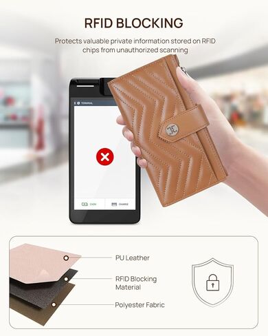 Telena RFID Wallet Women Leather Credit Card Holder Slim Bifold Wallet with Zipper Pocket Black Brown in Kuwait