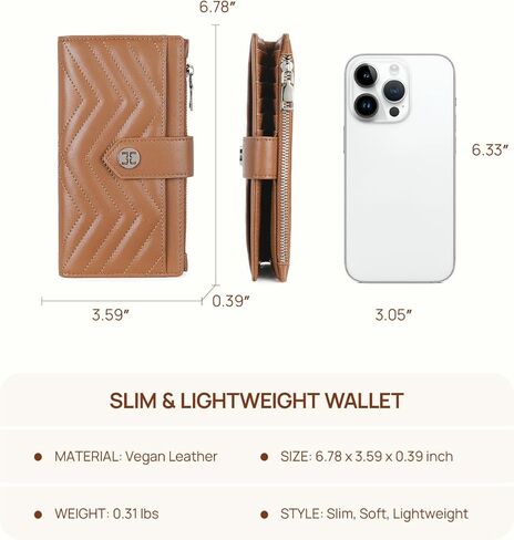 Telena RFID Wallet Women Leather Credit Card Holder Slim Bifold Wallet with Zipper Pocket Black Brown in Kuwait