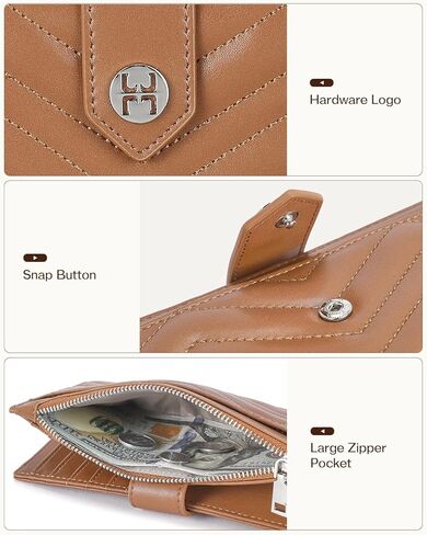 Telena RFID Wallet Women Leather Credit Card Holder Slim Bifold Wallet with Zipper Pocket Black Brown in Kuwait