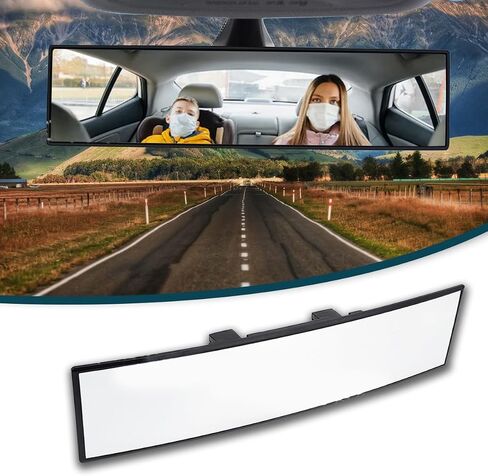 Rear View Mirror for Car, 12.1 inch Interior Clip-on Panoramic Convex Rearview Mirrors, HD Anti Glare Wide Angle and Reduce Blind Spot, Universal for SUV Trucks Vehicles (White) in Kuwait