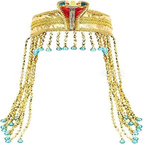 HPMAISON Women's Egyptian Headpiece Egyptian Costume for Women Accessories Beaded Headdress Cleopatra Hat Cleopatra's Headdress Cosplay Jewelry Carnival Party Crown Gold Color