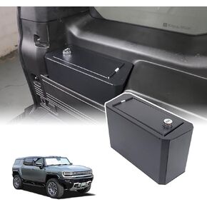 Trunk Left Storage Organizer Gun Safe Lock Box Compatible with 2024+ Hummer EV SUV Accessories Rear Cargo Security Vault Tray with 3 Digit Combo Password Black (Carbon Steel)