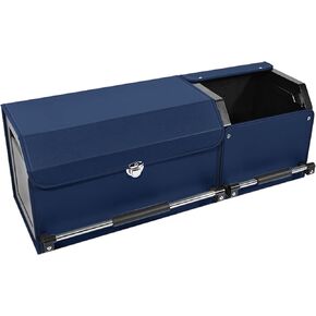 Car Trunk Organizer, Collapsible Leather Car Trunk Storage Organizer with Lid and Sturdy Handle Car Organizer and Storage for SUV, Truck, Sedan (Blue)