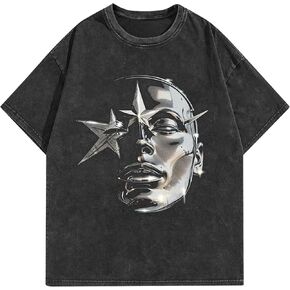 Men's Graphic Tees Shirt Unisex Cotton Oversized T-Shirt Short Sleeve Vintage Streetwear Casual Tee Top
