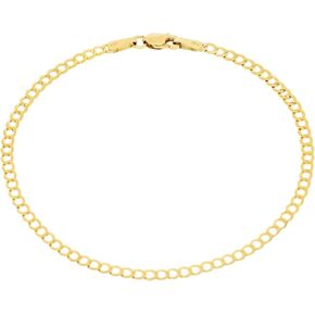 Nuragold 14K Yellow Gold Solid Curb Cuban Chain Bracelet/Lengths 7" 7.5" 8" 8.5" 9" / Widths 2.5mm - 12mm / Italian Made Jewelry for Men and Women
