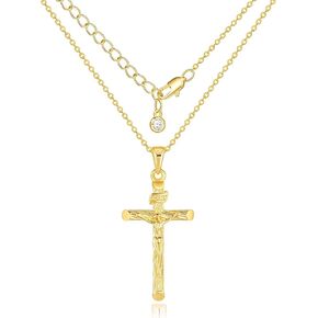 Cross Necklace 14K Gold Cross Necklace for Women Crucifix Necklace Men 14K Gold Cross Pendants for Women Unisex Elegance for Everyone 14K Gold Chain Cross for Men 30MM