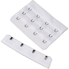 Porcelynne Dyable White Bra Hook and Eye Replacement Closure with Silver Hardware - 4 Rows - 3" Wide - 1 Pair