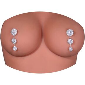 2Pcs Rhinestone Tassel Nipple Pasties Body Chain Rhinestone Nipple Cover Sticker Crystal Chest Nipple Invisible Stickers for Women Rave Jewelry (Tassel-silver)