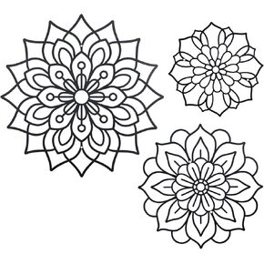 OYEFLY 3 Pieces Metal Flowers Wall Decoration,Flower Art Wall Decor Farmhouse Wall Decor (Black style2)