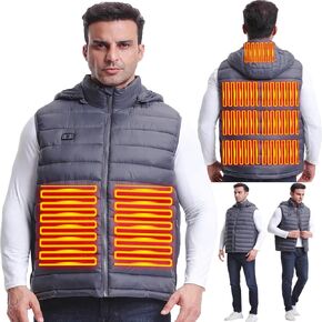 Heated Vest for Men & Winter Windproof UBS Smart Electric Heating Vest&Down Softshell Sleeveless Sports Jacket&S-XXL