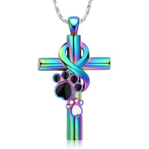 Hearbeingt Cremation Jewelry Urn Necklace for Ashes Heart Cross Memorial Pendant with Hollow Urn Keepsake Necklace Gift