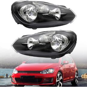 munirater 1 Pair Headlights for 2010-2014 Golf Sportwagen (MK6) Halogen Headlamp Assembly Black RH&LH 5K0941005C | 5K0941006C |