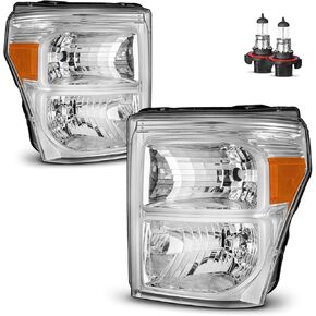 Headlights Assembly with Bulbs for 2011-2016 Ford F250 F350 F450 F550 Super Duty Headlamp Replacement Driver & Passenger Side