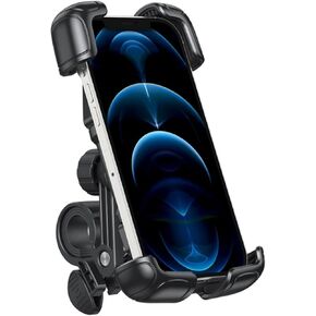 Bike Phone Holder Motorcycle Phone Mount Military- Grade Ruggedness Motorcycle Handlebar Cell Phone Clamp Scooter Phone Clip iPhones 15/14 Plus/Pro Max 13 Pro Max S9 S10 & More 4.7"- 7.0" Smartphones