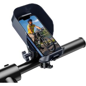 OATSBASF Bike Motorcycle Phone Holder Mount, [with Sunshade] 360° Rotatable Bicycle Motorcycle Scooter Accessories Handlebar Phone Clip for 4.7"-7.0" Smartphone (Black)