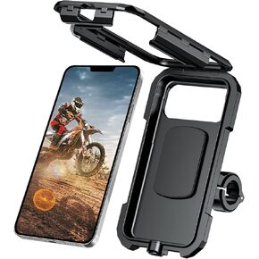 Waterproof Motorcycle Phone Mount 360°Ball Rotation Bike Cellphone Holder Sensitive Touch Screen for 4.7"-6.0" Smartphones Up to 11mm Thick, Fits to Handlebar 0.87"-1.26" Bicycle/Motorbike...
