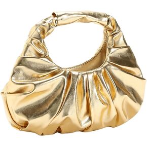 GORGLITTER Women's Clutch Purse Evening Clutch PU Leather Pleated Bag Gold Handbag for Party Prom Wedding