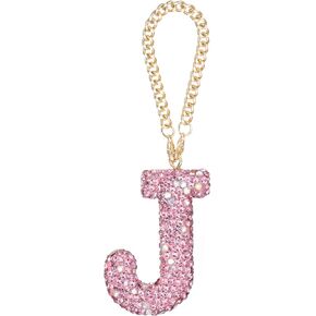 MECCANIXITY Bling Car Letter Charm، الأولي حرف داخلي للسيارة مرآة الرؤية الخلفية الديكور شنقا الحلي الكريستال للنساء أكياس كوب ماء DIY الحرفية، الوردي