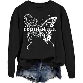SAUIVD Women's Casual Top Novelty Butterflies Sweatshirt Cute Butterflies Lover Gift Sweatshirt Long Sleeve Holiday Tee