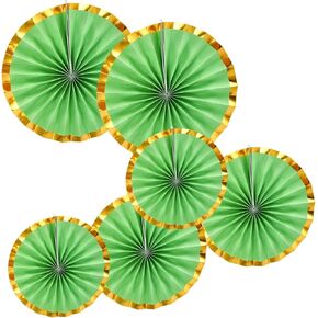 Craftopia Paper Fans - Pink & Gold - Set of 6 3D Hanging Fans for Birthday, Colorful Baby Shower, or Classroom Bulletin Decorations - Paper Garlands, 15.7x7.8x11.8 inches