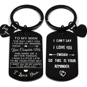 To My Man Keychain Gift for Boyfriend: Key Chains for Him Men Husband Couples - Christmas Birthday Valentines Day