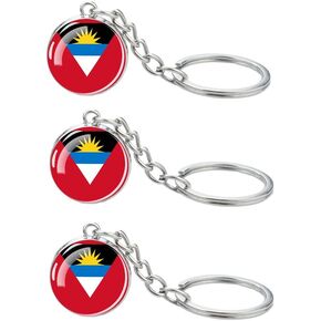 3 Pcs Antigua Flag Key Chain,Cool Keychain for Car Keys, Stainless Steel Keyrings & Keychains,Used for Home Decoration, Jewelry Hanging Decorations.