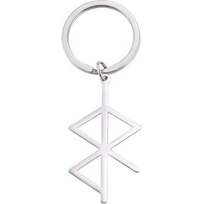 LIKGREAT Rune Keychain for Men Women Stainless Steel Love Peace Viking Symbols Pendant Keyring Charm Accessories