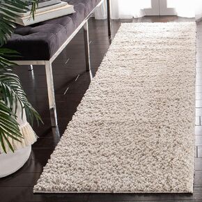 SAFAVIEH August Shag Collection Runner Rug - 2'3" x 8', Beige, Solid Design, Non-Shedding & Easy Care, 1.2-inch Thick Ideal for High Traffic Areas in Living Room, Bedroom (AUG900D)