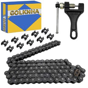 415H-110L Heavy Duty Chain with 10 Connector Links for 49Cc, 60Cc, 66Cc, 80Cc 2-Stroke Motorized Bicycle Motorized Bike Chain Engines Include Chain Breaker Tool