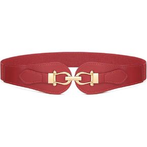 VONMELLI Wide Elastic Belts for Women Stretch Ladies Waist Belt Fashion Gold Buckle, Vintage Thick Womens Belts for Dress