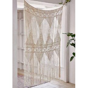 Flber Macrame Curtain For windows doorways Large macrame Wall Hanging Wedding Boho Wall Decor, 50" Wx 75" H