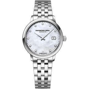 RAYMOND WEIL Toccata Women's Watch, Quartz, Mother-of-Pearl with Diamond Indexes, Stainless Steel Bracelet, 29 mm (Model: 5985-ST-97081)