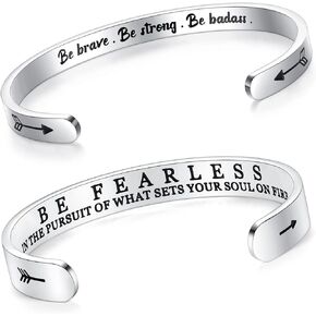 SAM & LORI Set of 2 Bracelets for Women Teens Be Brave Be Strong Be Badass - Be Fearless
