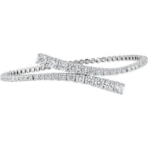 Diamond Wish 3 1/4 Carat Lab Grown Diamond Graduating Halfway Flex Bangle Bracelet for Women in 14k White Gold (E-F, VS, 3.25 cttw) Adjustable