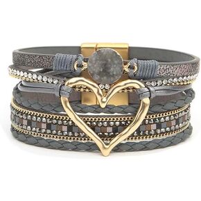 Clasp Boho Wrap Bracelets Leather Cuff Bangle Beaded Bracelets For Women Stackable Infinity Bracelets Jewelry