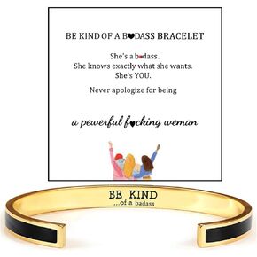 Be Kind Of A Badass Bracelet For Women, Inspirational Engraved Bangle Hidden Message Bracelets To My Badass Squad Best Friends Sorority Sisters Friendship Jewelry Gift