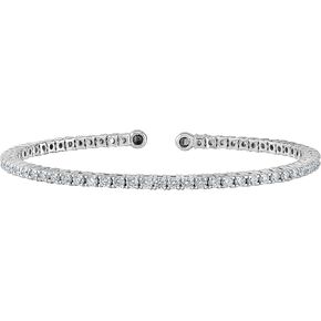 1 to 2 1/4 Carat Lab Grown Diamond Straight Halfway Flex Bangle Bracelet for Women in 14k Gold (E-F, VS, 1.00 to 2.25 cttw) Adjustable by Diamond Wish